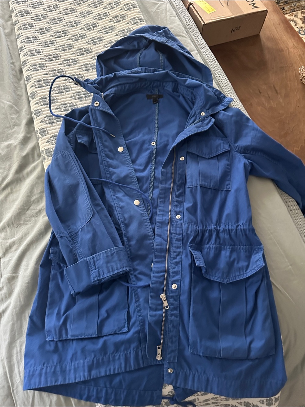 J. Crew Bright Blue Hooded Anorak Utility Jacket